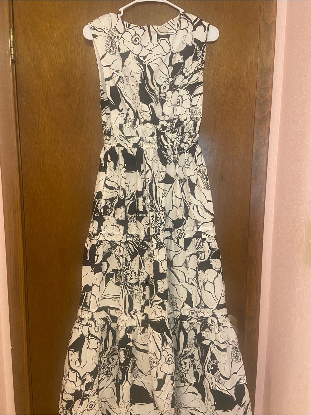 Anthropologie Black and White Floral Tiered Maxi Dress